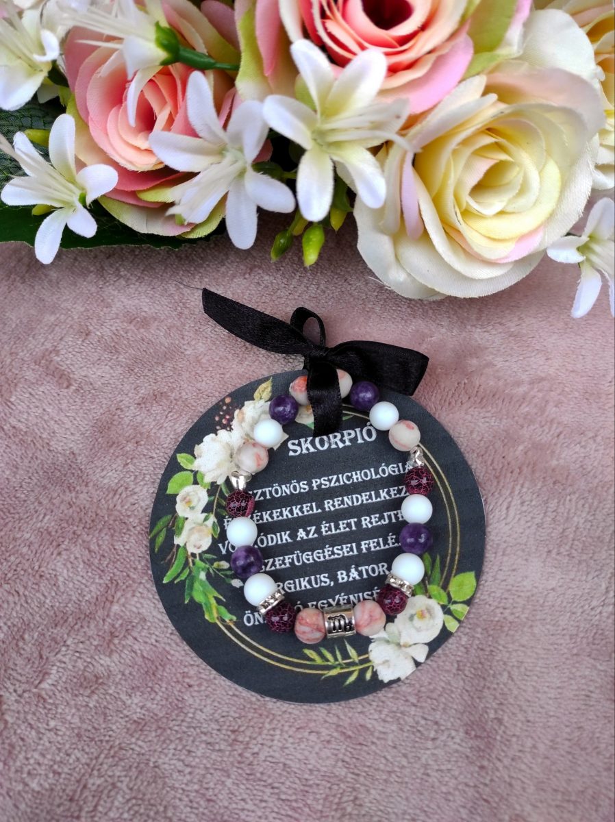 Horoszkópos ásvány karkötő – Skorpió